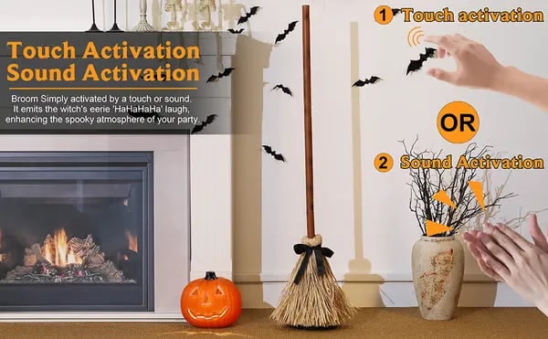 🧙‍♀️49% off🧹Early Halloween Offer👻 Floating Witch's Broom – Eerie Laughs & Hypnotic Dance at Your Command! 🎃
