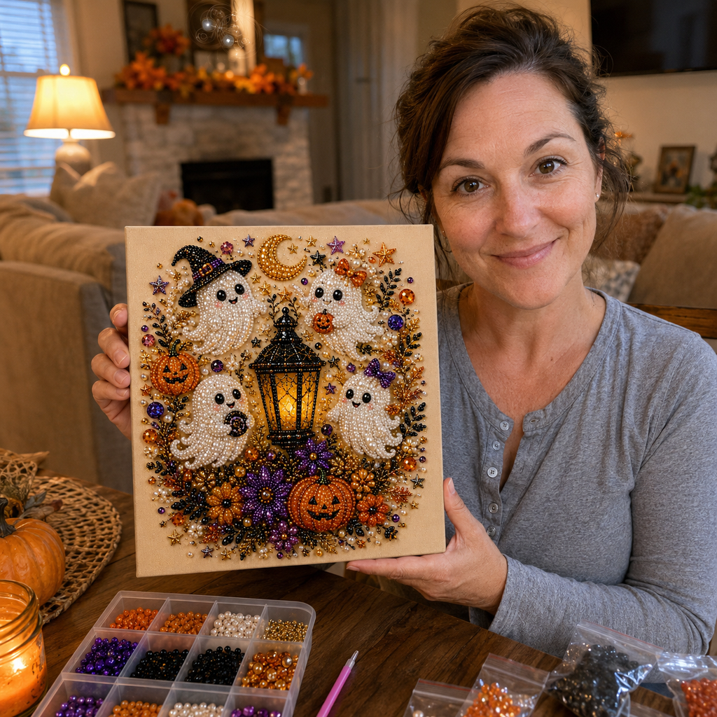 Halloween Pearl Art DIY Kit – Turn Tiny Pearls into Spooky-Cute Magic