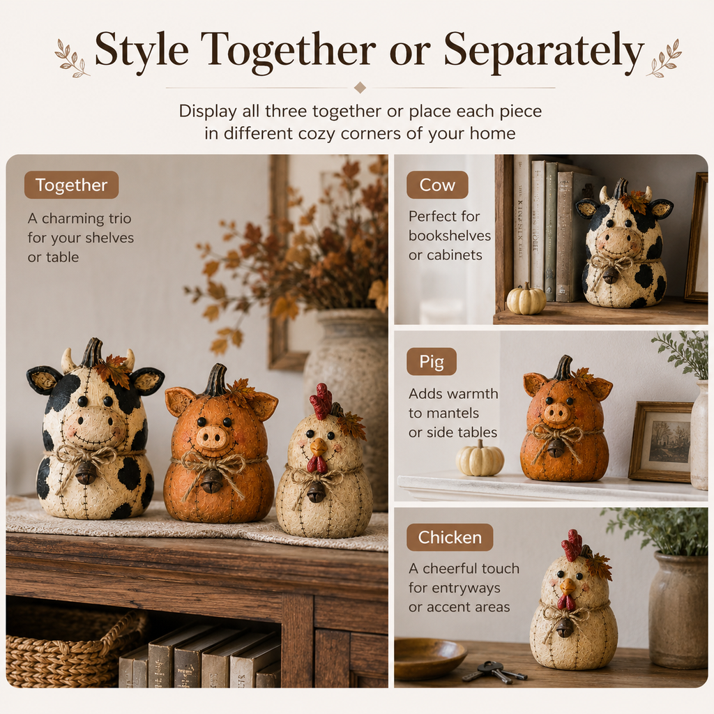 Rustic Farm Pumpkin Friends Decor Set