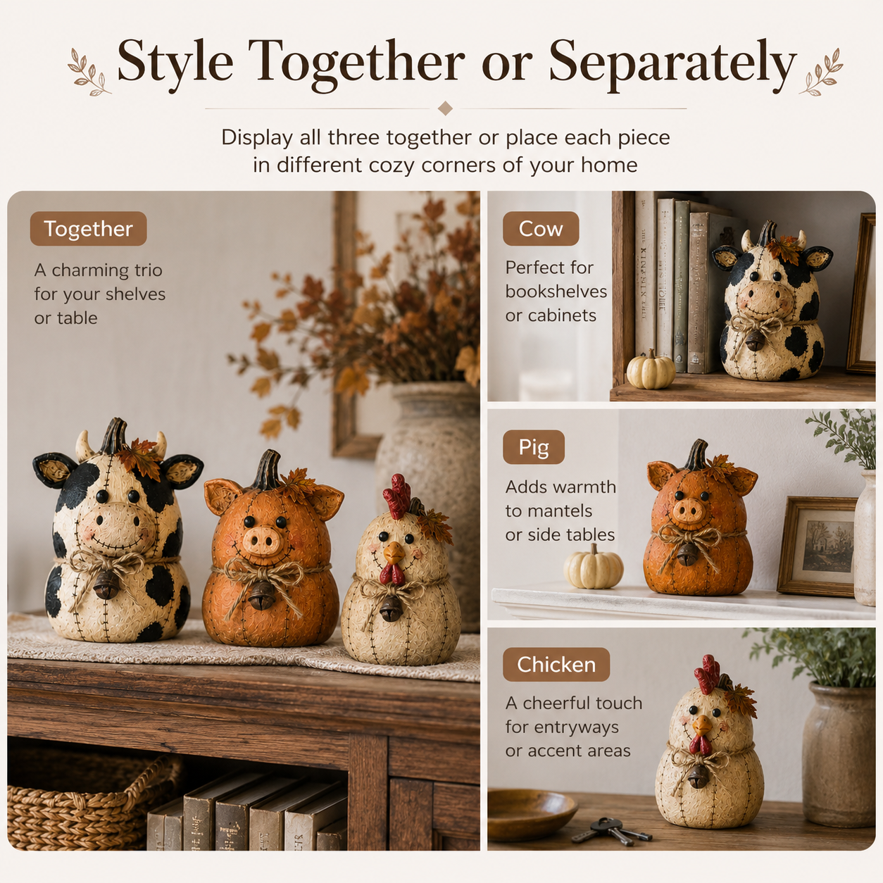 Rustic Farm Pumpkin Friends Decor Set