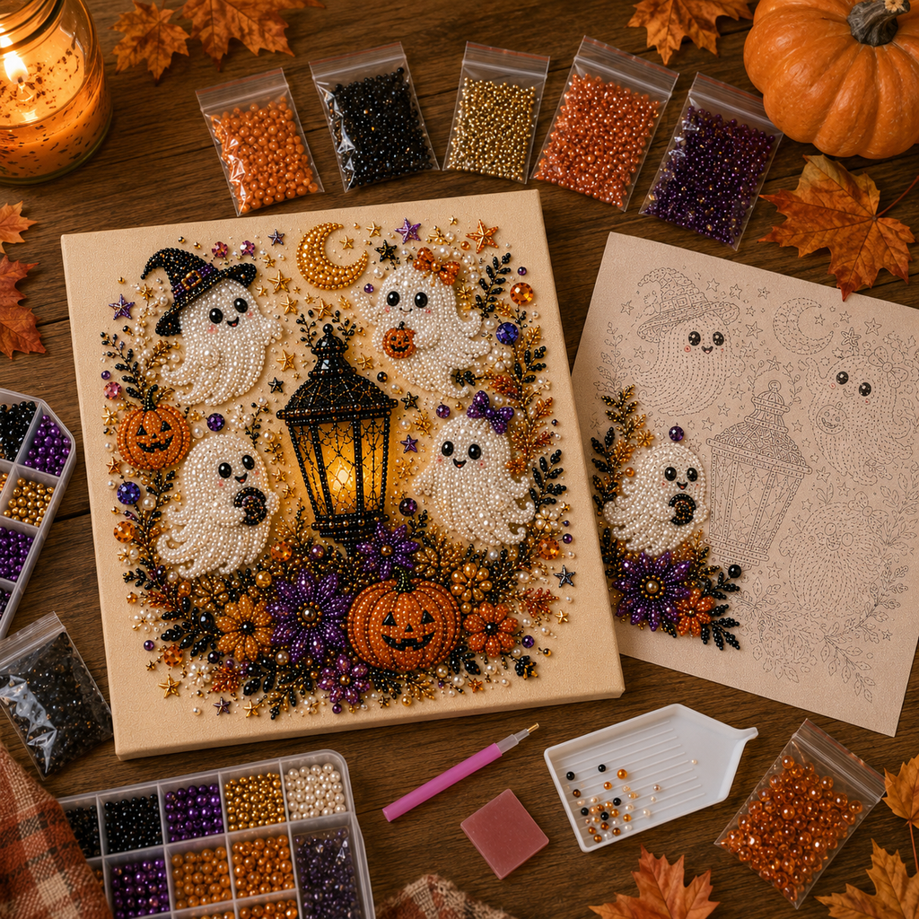 💥 Last Day 49% OFF – 👻✨ Halloween Pearl Art DIY Kit – Turn Tiny Pearls into Spooky-Cute Magic （BUY 2 FREE SHIPPING)