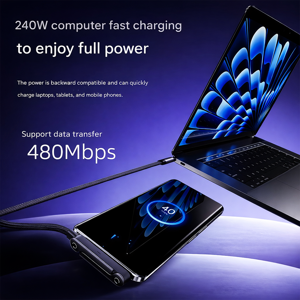 2-in-1 Invisible Holder Charger Cable|240w super fast charging Fast Charging Cord