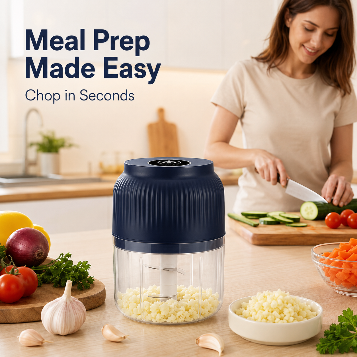 🔥 50% OFF – Last Day Only | ✨ Mini Electric Food Chopper – One-Press Garlic & Veggie Prep 🍳🥕🧄