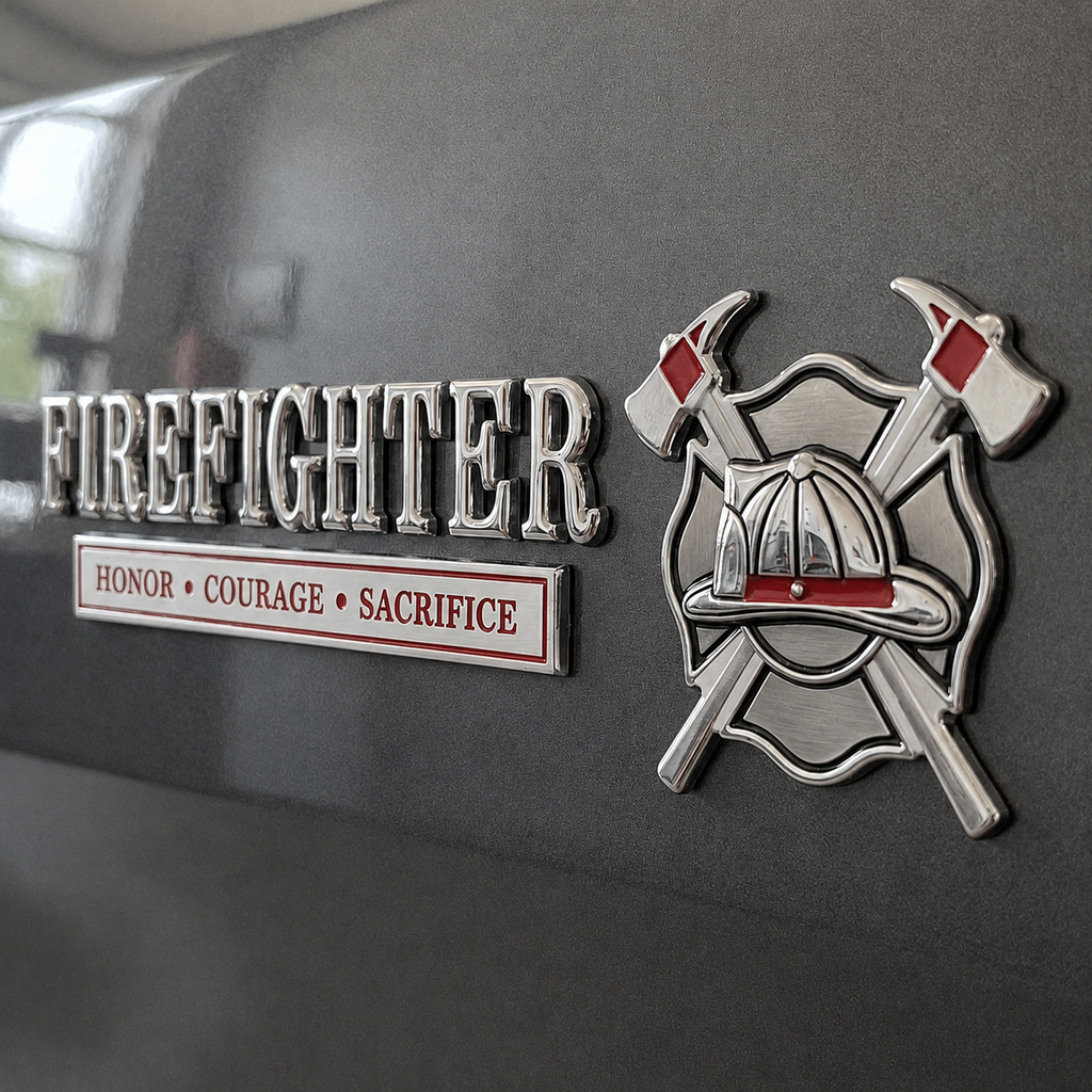 🚒 Firefighter Honor Courage Sacrifice Car Emblem Metal Badge