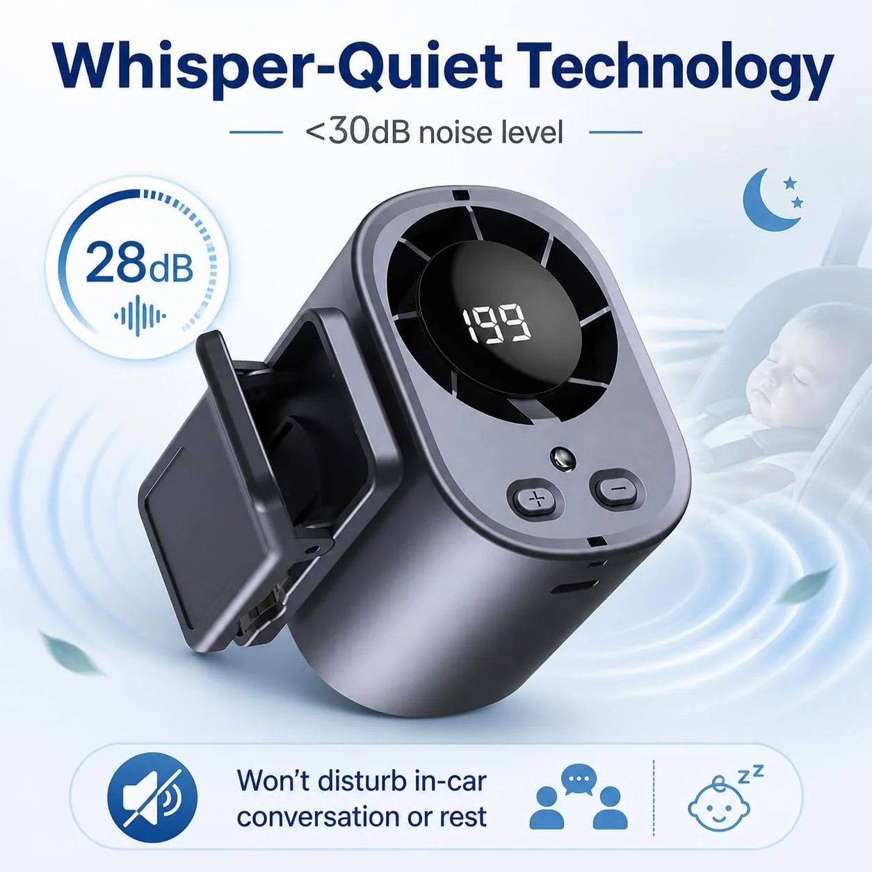 ⚡Hot Sales 49% OFF🔥2026 Semiconductor Cooling Car Clip On Fan - 360° Rotation