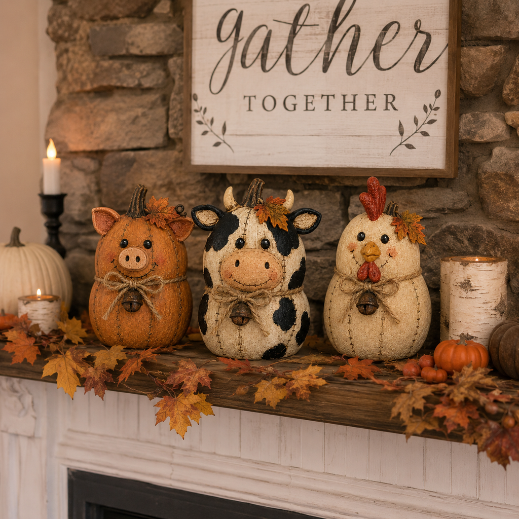 Rustic Farm Pumpkin Friends Decor Set