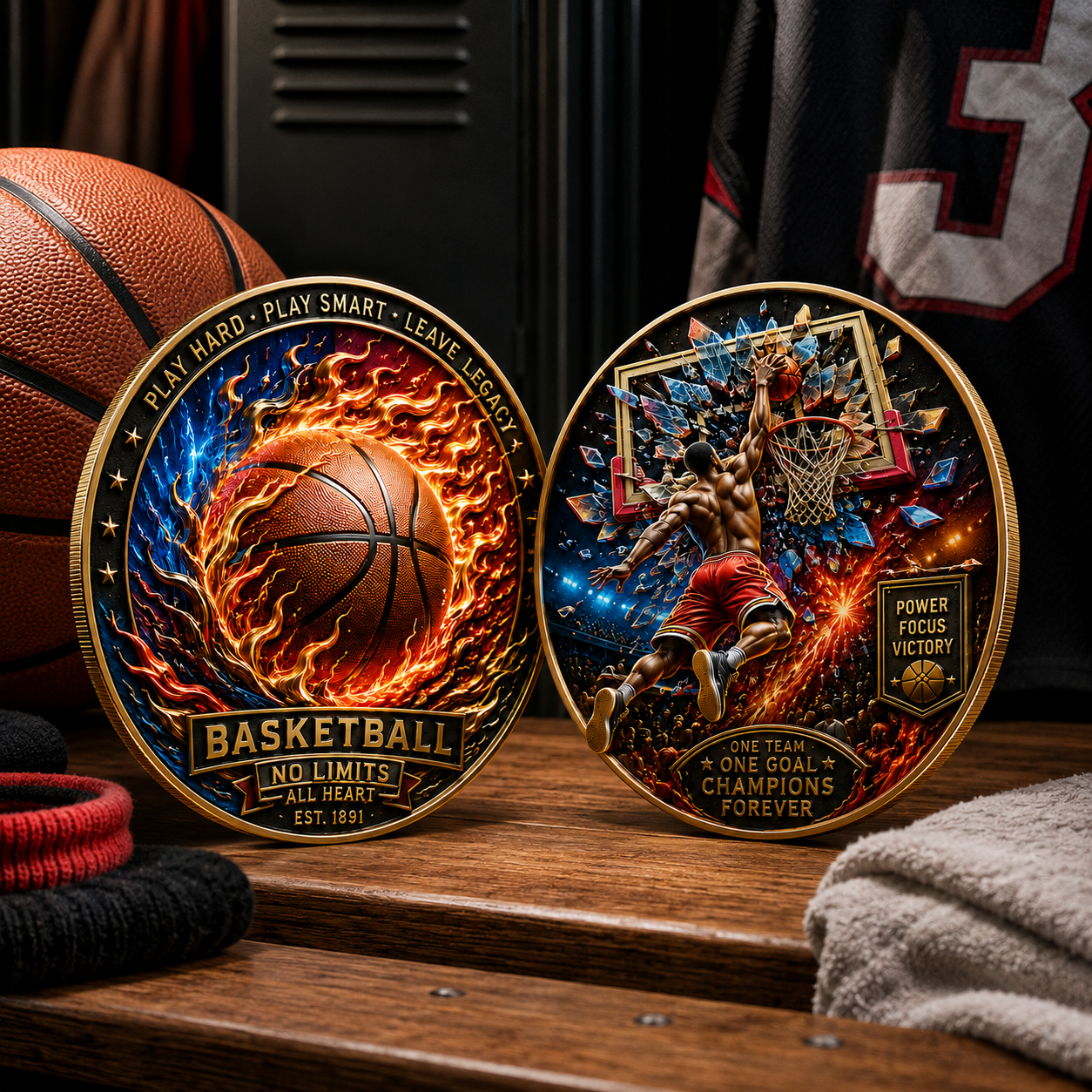 🏀 Basketball Legacy Collector Coin – Fireball & Slam Dunk Edition🏀