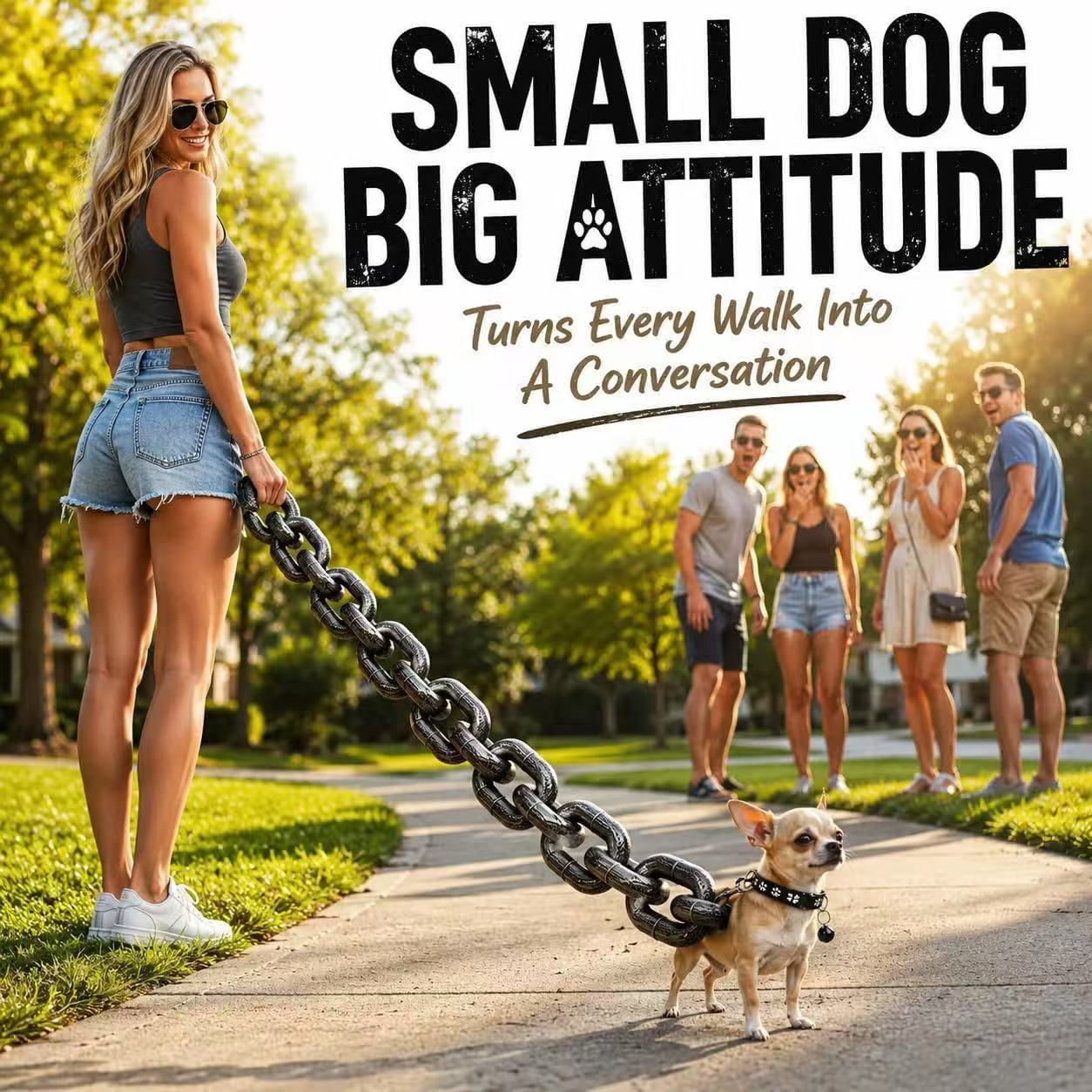 Oversized Chain Dog Leash & Collar Set for Small Dogs - Make Everyday Walks Stand Out