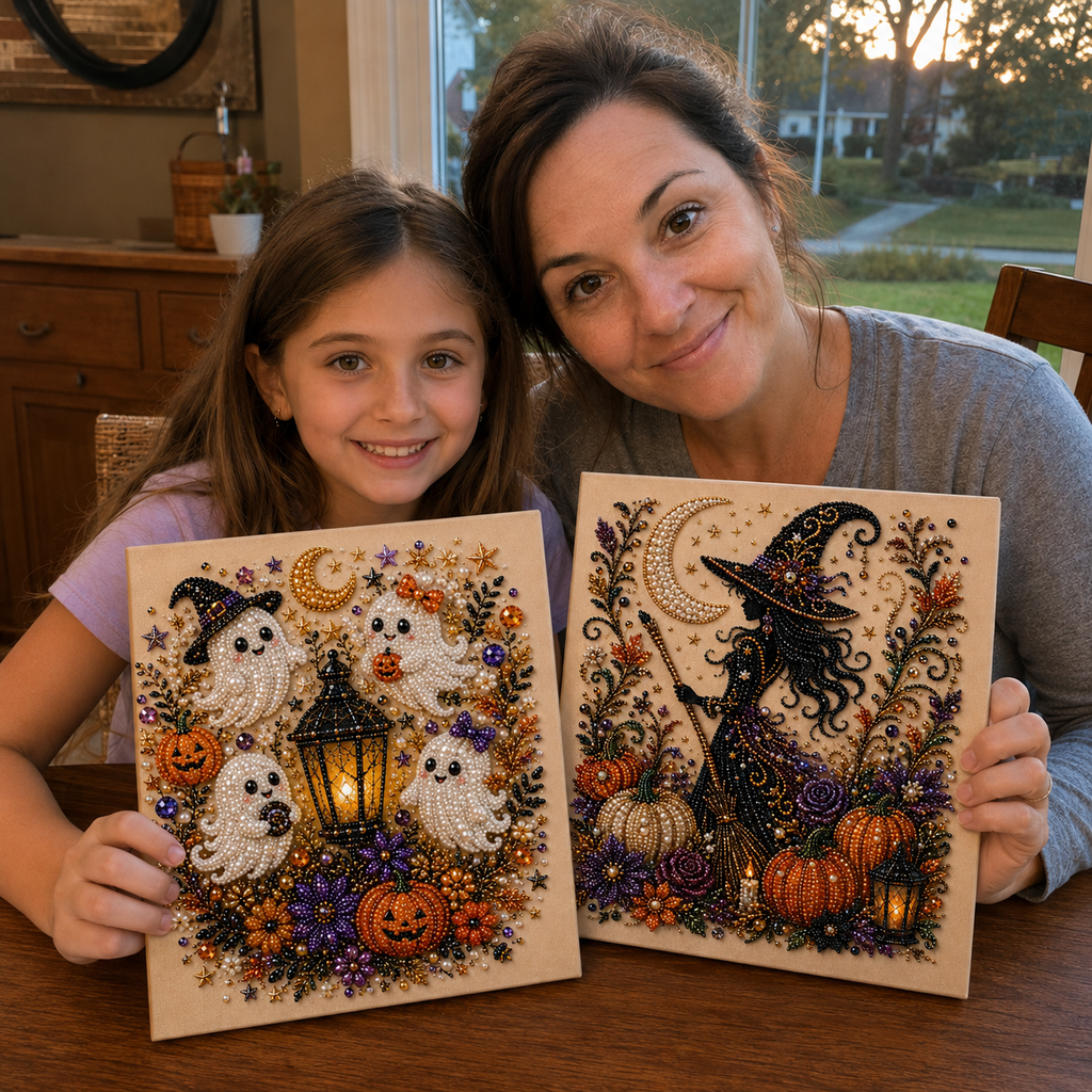 💥 Last Day 49% OFF – 👻✨ Halloween Pearl Art DIY Kit – Turn Tiny Pearls into Spooky-Cute Magic （BUY 2 FREE SHIPPING)