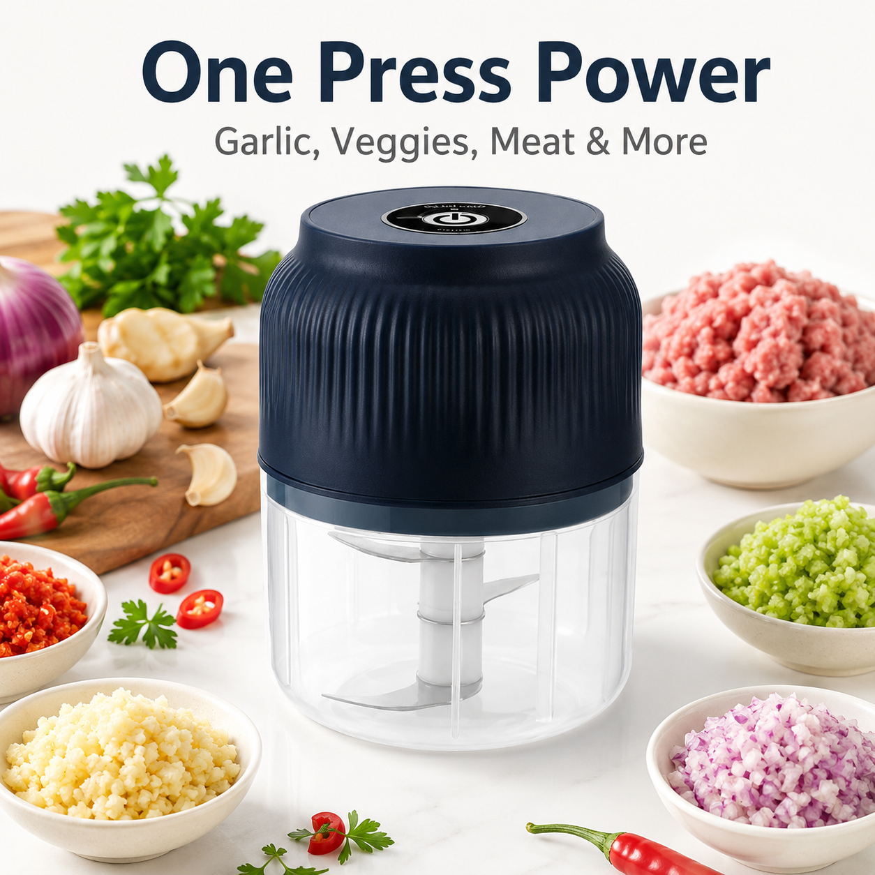 🔥 50% OFF – Last Day Only | ✨ Mini Electric Food Chopper – One-Press Garlic & Veggie Prep 🍳🥕🧄