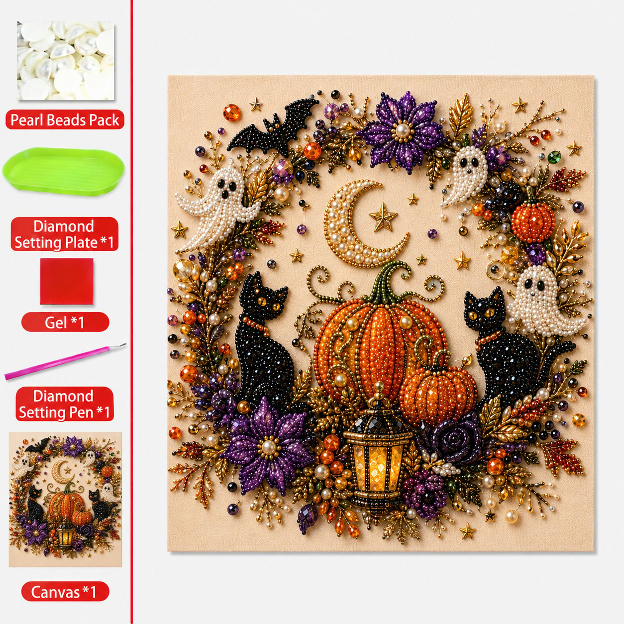 💥 Last Day 49% OFF – 👻✨ Halloween Pearl Art DIY Kit – Turn Tiny Pearls into Spooky-Cute Magic （BUY 2 FREE SHIPPING)