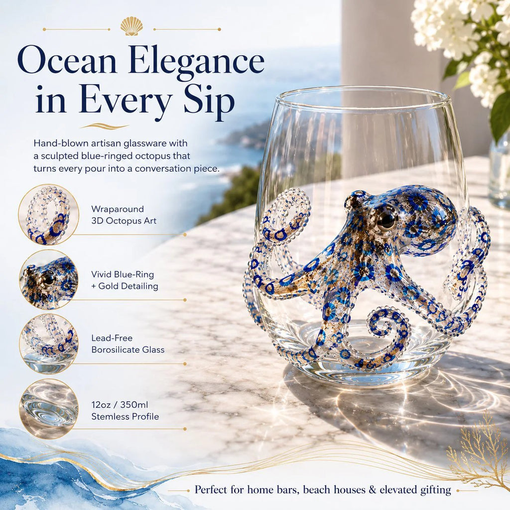 🐙 Last Day 50% OFF🎁 | Bring the Ocean to Every Sip with Stunning 3D Artisan Glassware 🌊