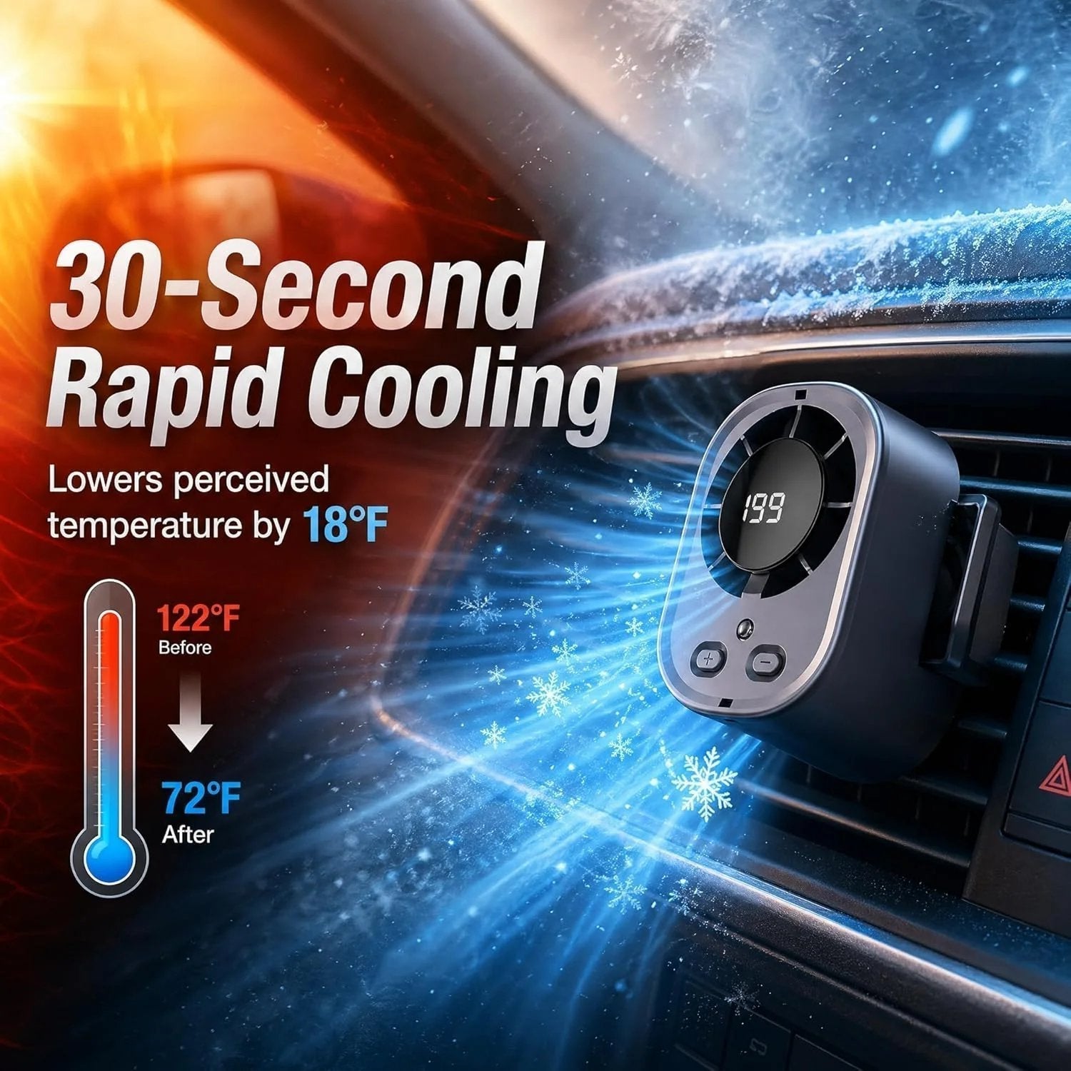 ⚡Hot Sales 49% OFF🔥2026 Semiconductor Cooling Car Clip On Fan - 360° Rotation
