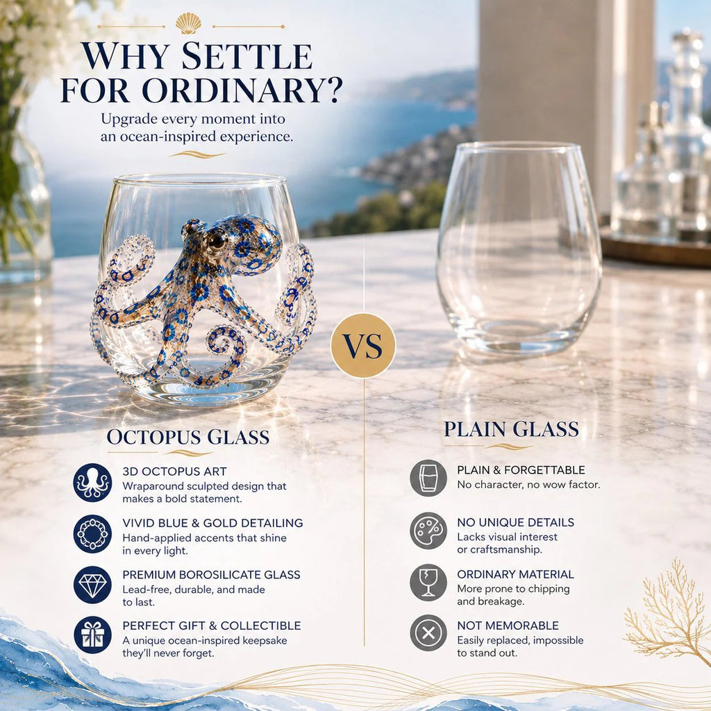 🐙 Last Day 50% OFF🎁 | Bring the Ocean to Every Sip with Stunning 3D Artisan Glassware 🌊