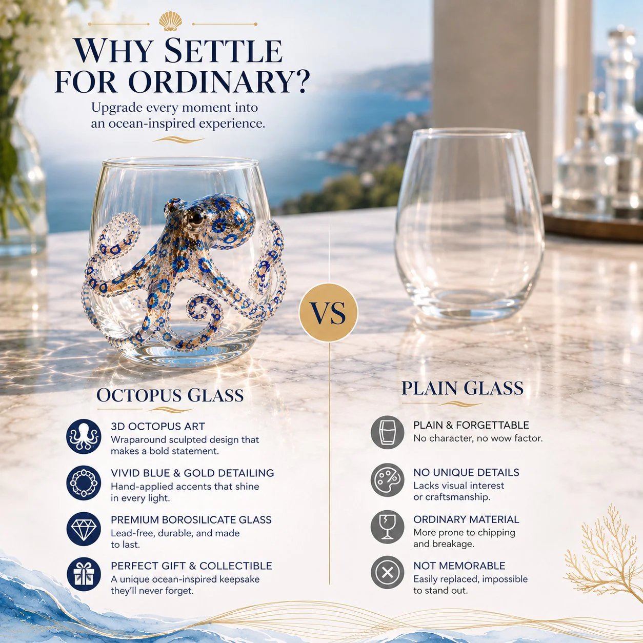 🐙 Last Day 50% OFF🎁 | Bring the Ocean to Every Sip with Stunning 3D Artisan Glassware 🌊