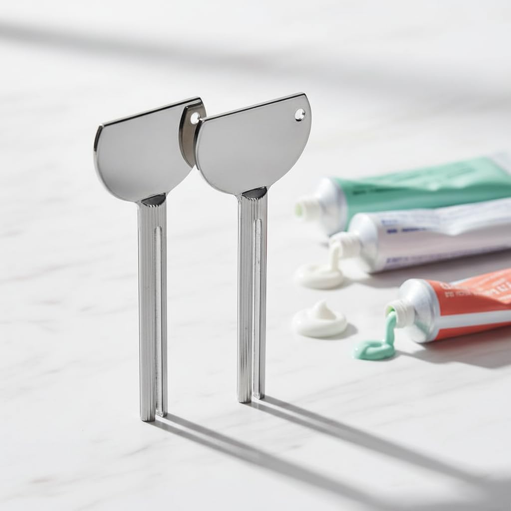2 Pcs Stainless Steels Metal Tube Squeezer Keys Salon Manual Toothpaste Tube Squeezers, Aids Accessories (Silver)