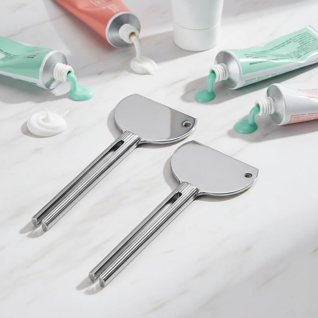 2 Pcs Stainless Steels Metal Tube Squeezer Keys Salon Manual Toothpaste Tube Squeezers, Aids Accessories (Silver)