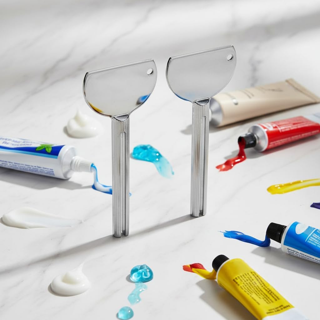 2 Pcs Stainless Steels Metal Tube Squeezer Keys Salon Manual Toothpaste Tube Squeezers, Aids Accessories (Silver)