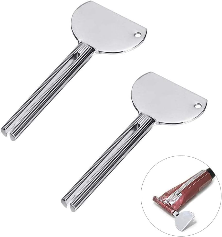 2 Pcs Stainless Steels Metal Tube Squeezer Keys Salon Manual Toothpaste Tube Squeezers, Aids Accessories (Silver)