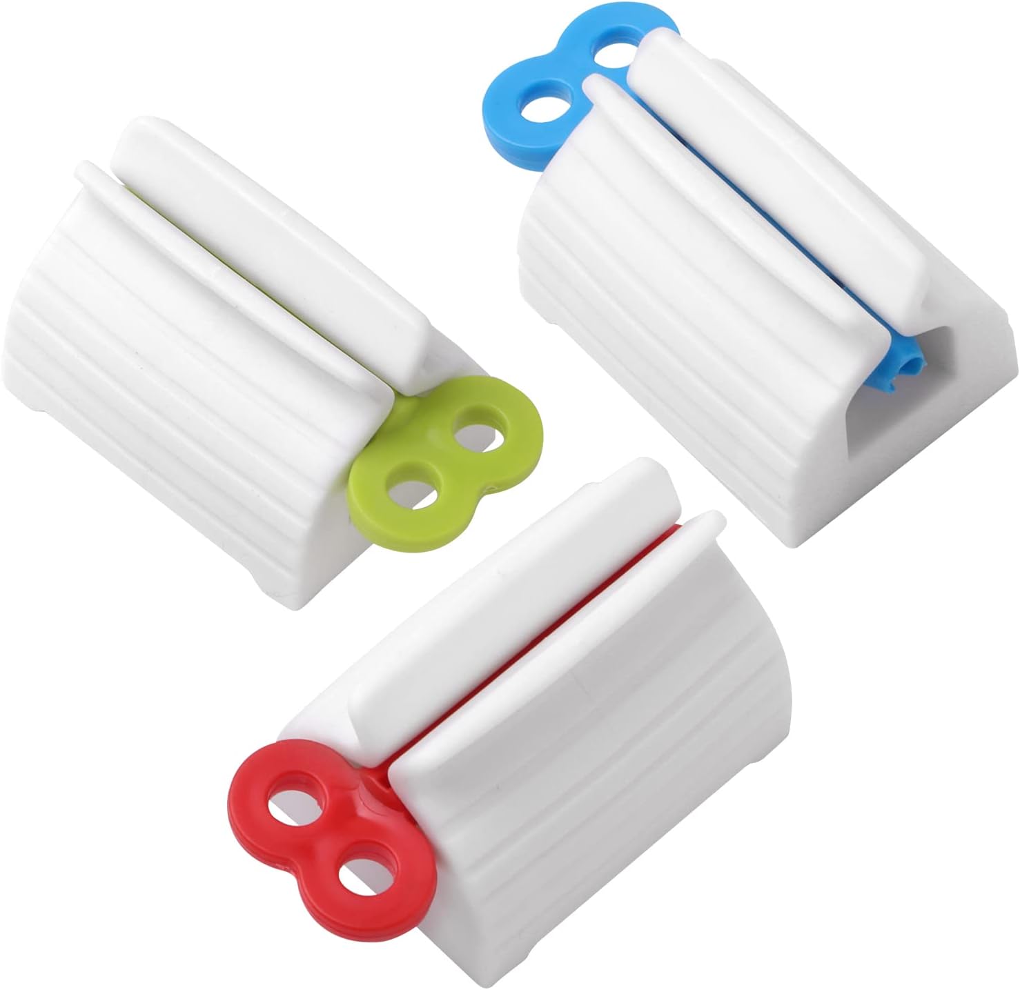 2pcs-Rolling Tube Toothpaste Squeezer Toothpaste Seat Holder Stand for Bathroom Accessories （White）