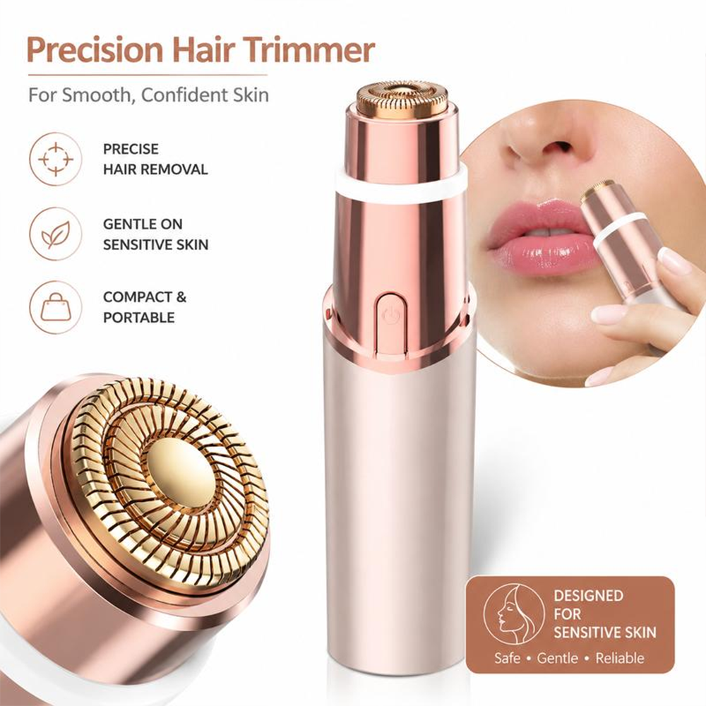 NATRAVOR SmoothTouch 2-in-1 Facial & Brow Trimmer-Rechargeable Precision Hair Remover for Face, Lips & Eyebrows