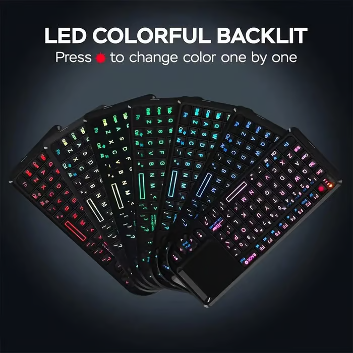💥 Last Day 49% OFF -Mini Wireless Keyboard, 2.4G Rechargeable Backlight Keyboard with Touchpad