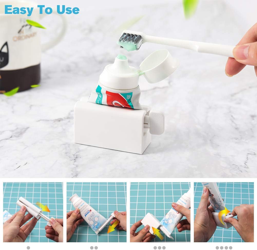 Minimalist Toothpaste Tube Squeezers(Set of 2), Toothpaste Roller Squeeze Tool, Eco-Friendly Toothpaste Holder Dispenser - White