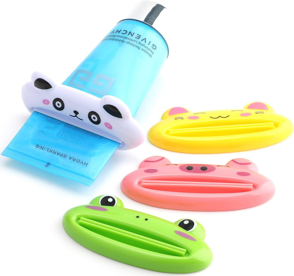 Cartoon Animal Plastic Frog Cat Panda Pig Shaped Toothpaste Cream Squeezers - Pack of 4 Mix Designs