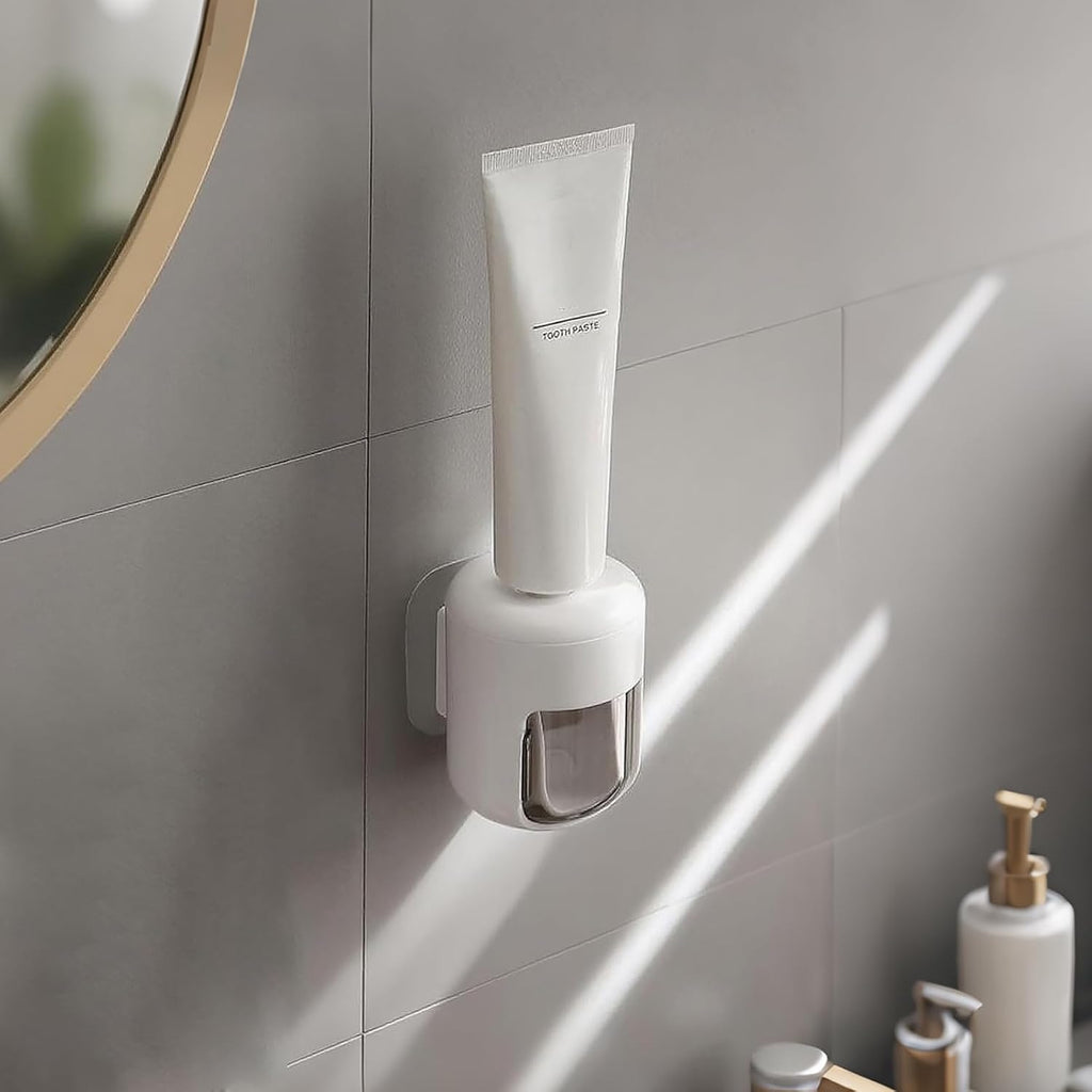 𝟐𝟎𝟐𝟔 𝐔𝐩𝐠𝐫𝐚𝐝𝐞𝐝 Toothpaste Dispenser Wall Mounted Bathroom Automatic Toothpaste Squeezer,Visualization of Toothpaste Flow Rate(White&Transparent)