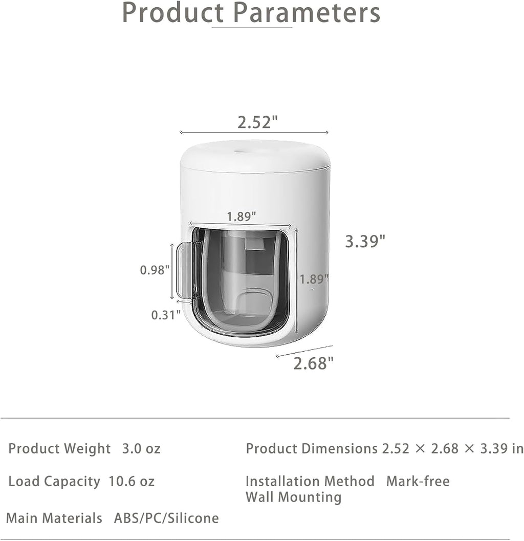 𝟐𝟎𝟐𝟔 𝐔𝐩𝐠𝐫𝐚𝐝𝐞𝐝 Toothpaste Dispenser Wall Mounted Bathroom Automatic Toothpaste Squeezer,Visualization of Toothpaste Flow Rate(White&Transparent)