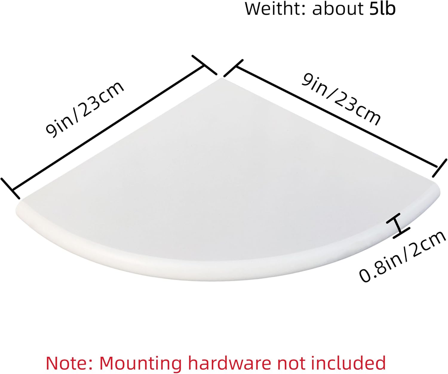 2 Pcs White Marble Corner Shower Shelf for Bathroom, 9'' x 9'' x 0.8'' Marble Corner Shelves for Bathroom Wall Mounted Both Side Polished