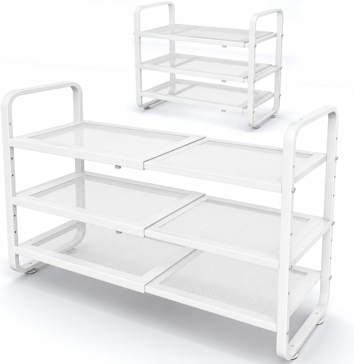 Shoe Rack - Expandable Shoe Organizer for Closet, Adjustable Metal Shoe Shelf Storage, Stackable Long Shoe Stand Holder for Garage, Entryway, Door Entrance (Black, 2-Tier)