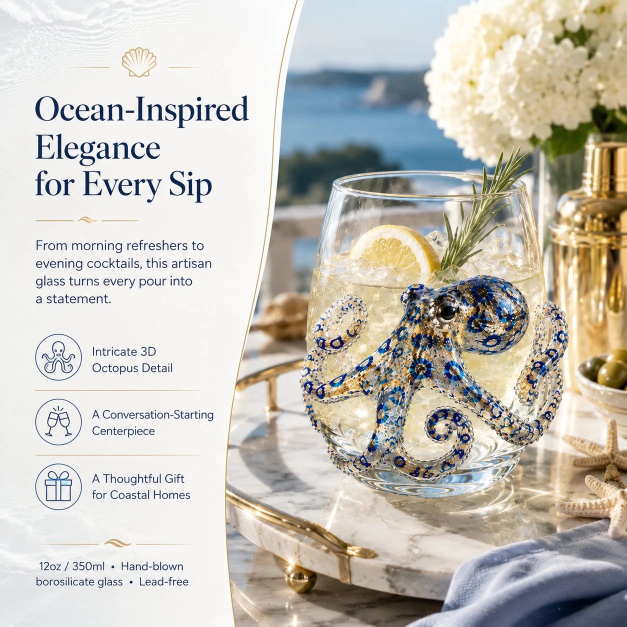 🐙 Last Day 50% OFF🎁 | Bring the Ocean to Every Sip with Stunning 3D Artisan Glassware 🌊