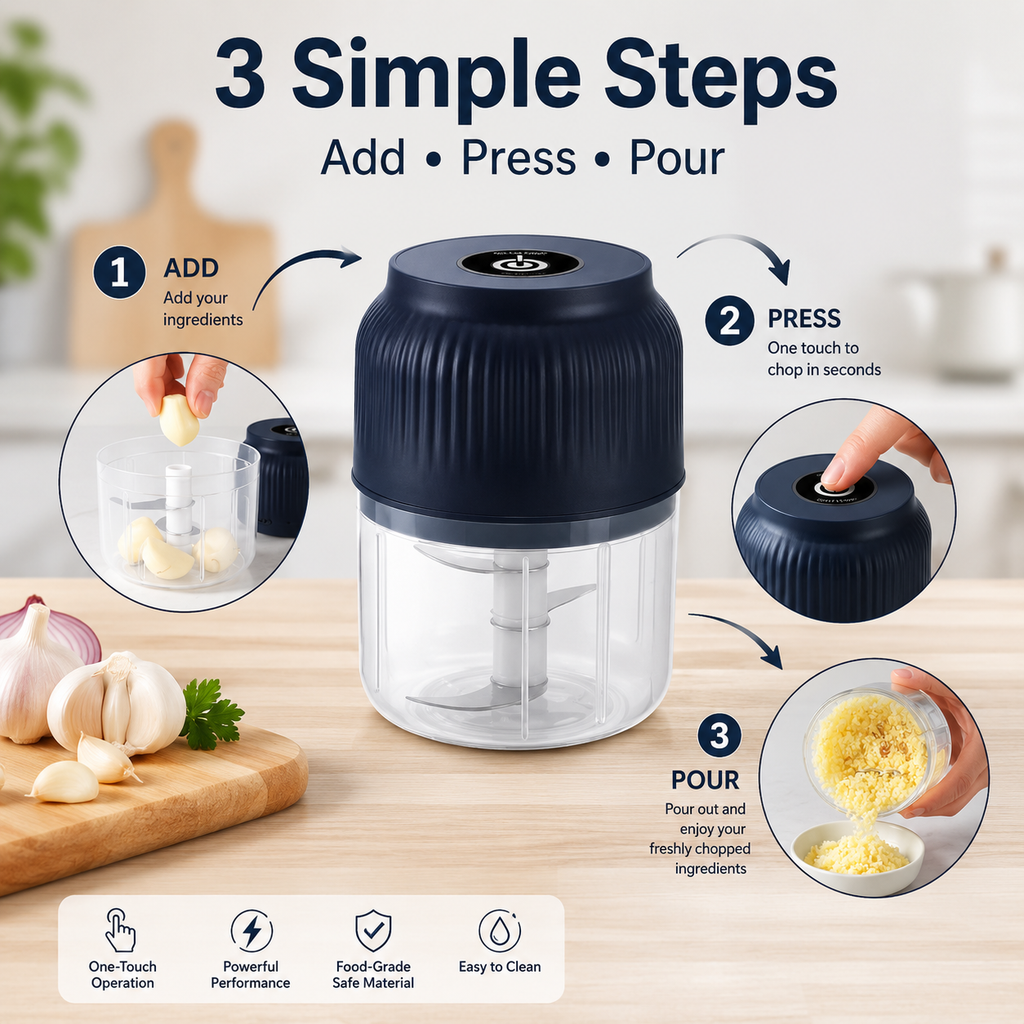 🔥 50% OFF – Last Day Only | ✨ Mini Electric Food Chopper – One-Press Garlic & Veggie Prep 🍳🥕🧄