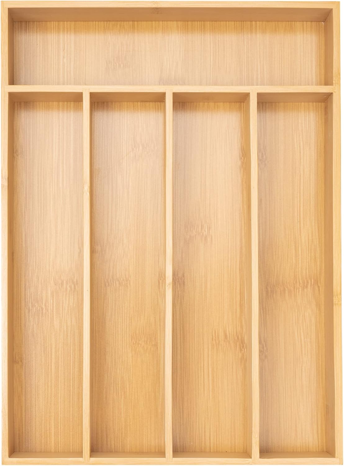Silverware Organizer Kitchen Drawer Organizer Utensil Organizer Bamboo Silverware Holder Cutlery Organizer in Drawer Flatware Organizer Tray(5 slots, Natural