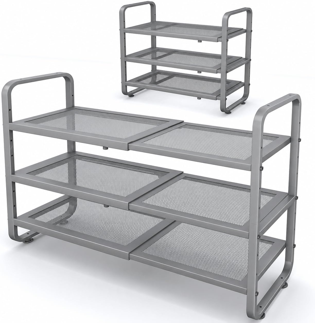 Shoe Rack - Expandable Shoe Organizer for Closet, Adjustable Metal Shoe Shelf Storage, Stackable Long Shoe Stand Holder for Garage, Entryway, Door Entrance (Black, 2-Tier)