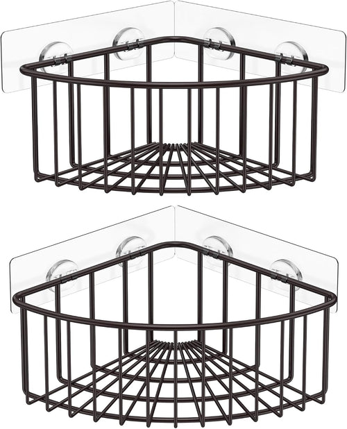 2-Pack Corner Shower Caddy, SUS304 Stainless Steel, Wall Mounted Bathroom Shelf with Adhesive, Storage Organizer for Toilet, Dorm and Kitchen (Silver)