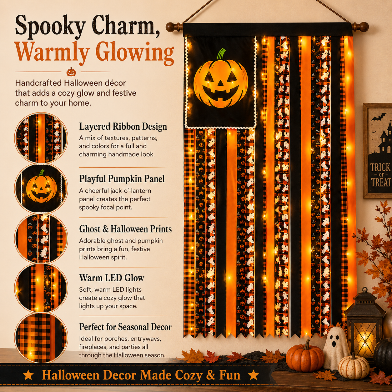 🎃Lighted Halloween Pumpkin Flag Hanging Banner