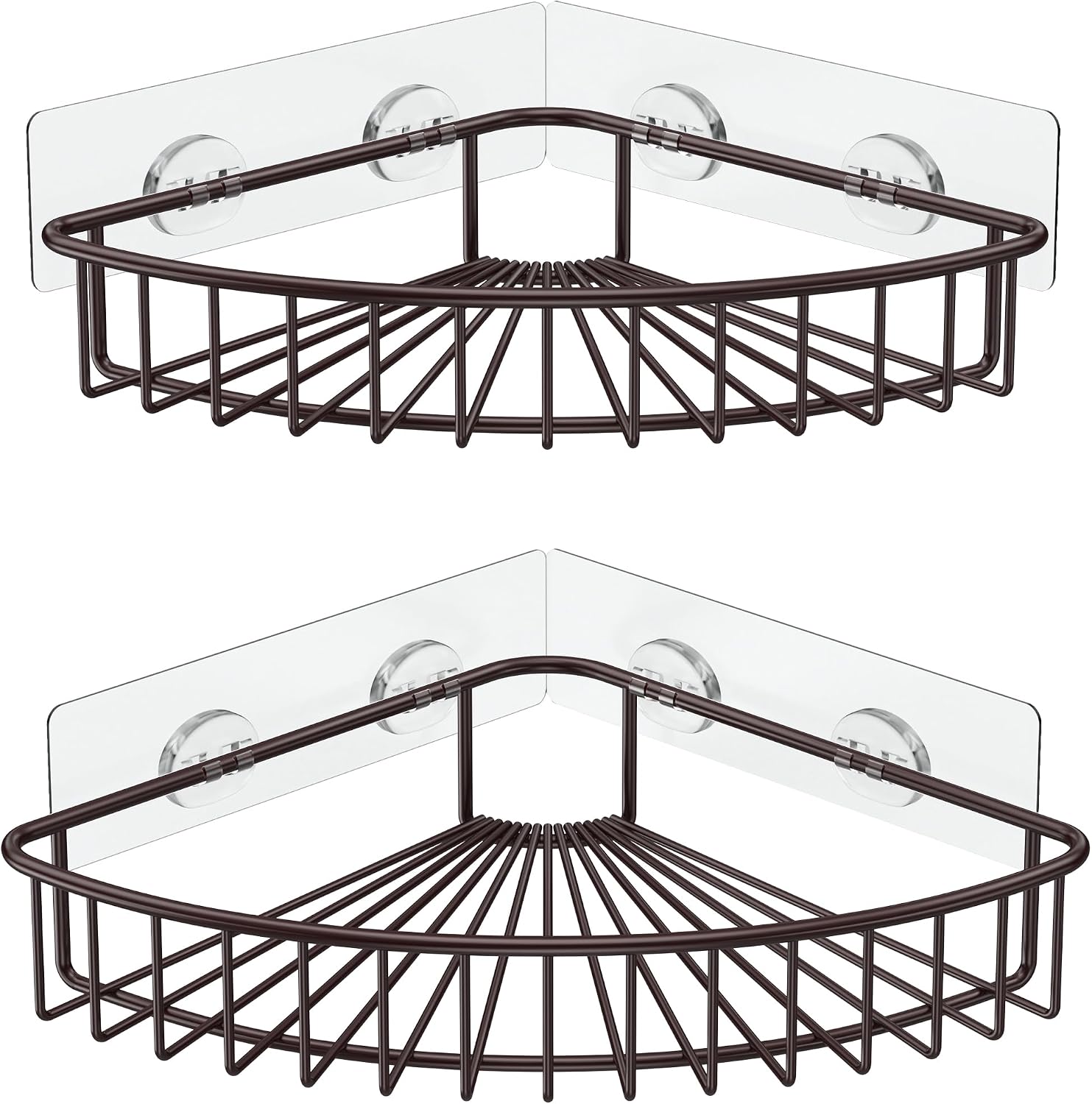 2-Pack Corner Shower Caddy, SUS304 Stainless Steel, Wall Mounted Bathroom Shelf with Adhesive, Storage Organizer for Toilet, Dorm and Kitchen (Silver)