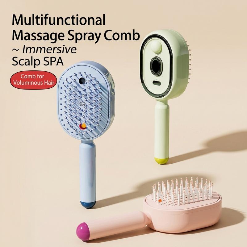✨ Essential Oil Mist Comb, Anti-Tangle Electric Massage Brush