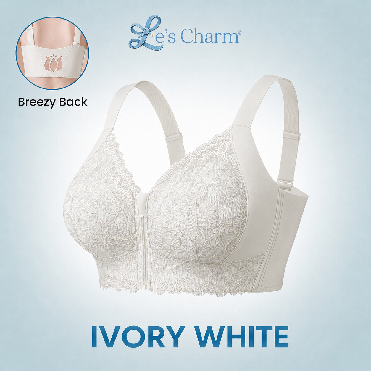 Le’s Charm - Ultra Soft Front Zip Wireless Lifting Bra