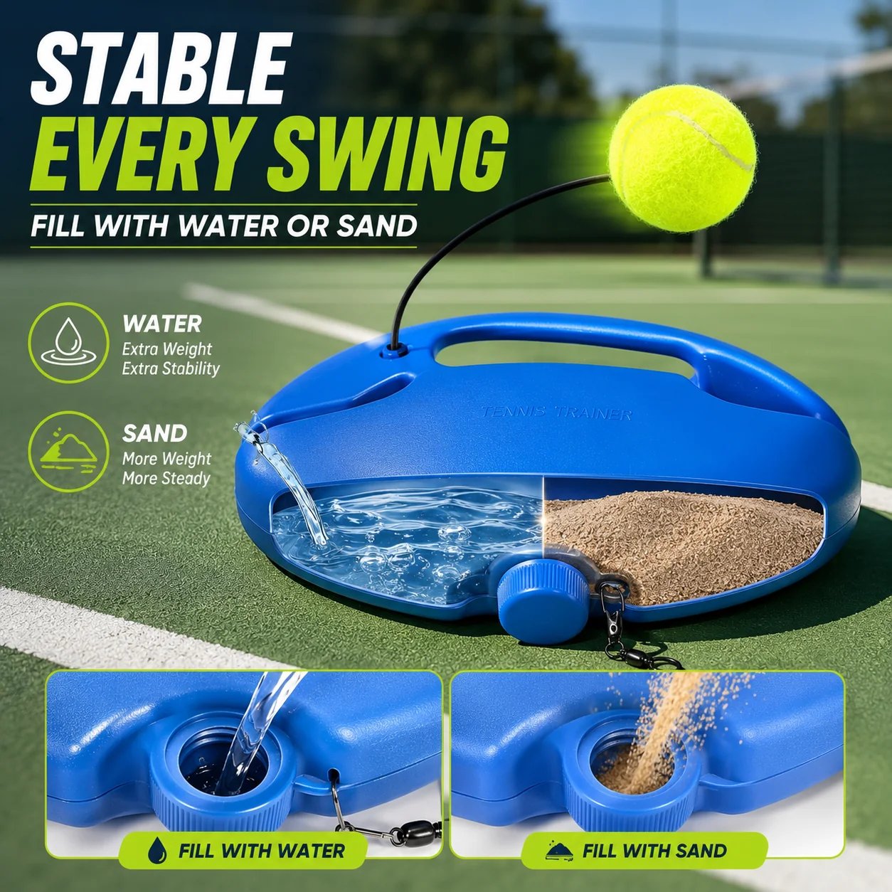 🎾 Solo Tennis Trainer Rebound Set – Practice Anytime, No Partner Needed
