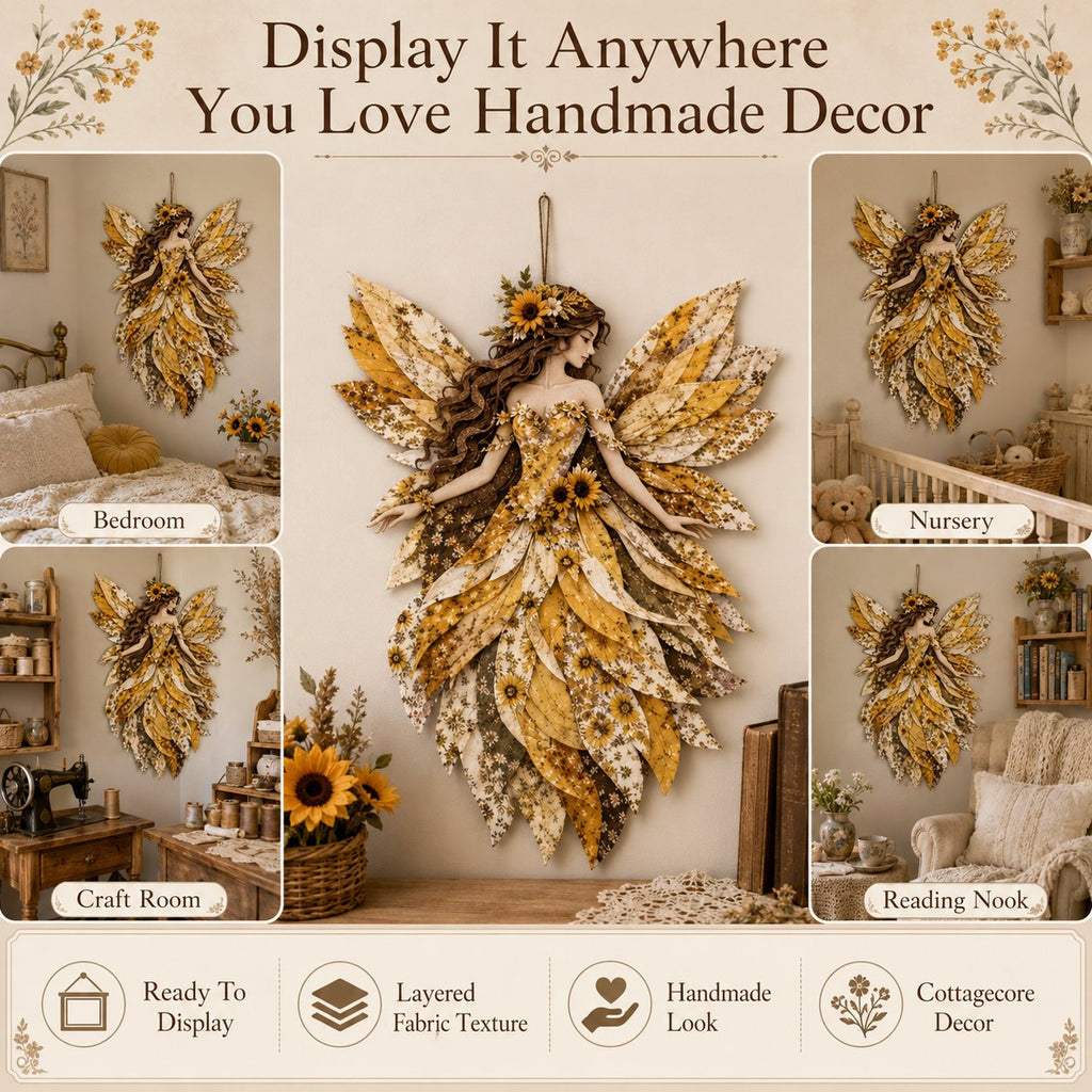 Premium Fairy Patchwork DIY Kit | High-Quality Layered Fabric with Floral Wings DIY Handmade Fantasy Wall Decor ✨