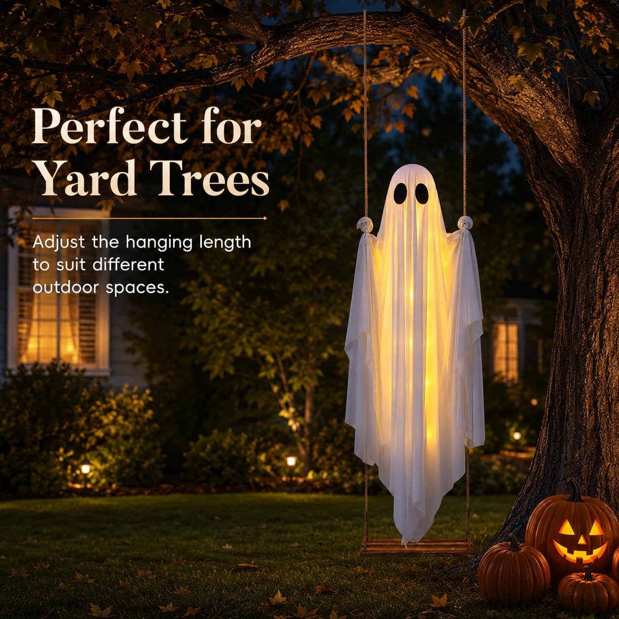👻 Spooky Swinging Ghost! 5FT Animated Hanging Ghost with LED Lights & Remote 🎃