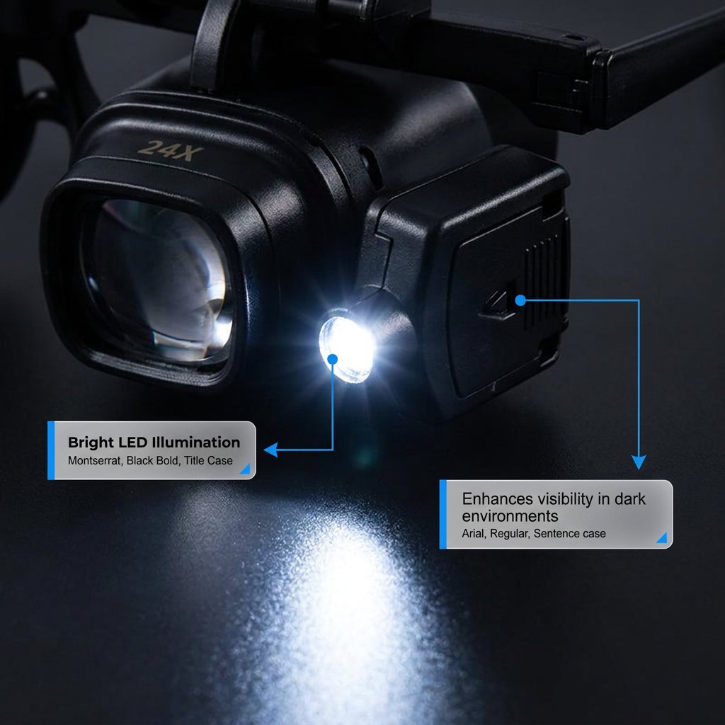 Head-Mounted Magnifier with LED Light
