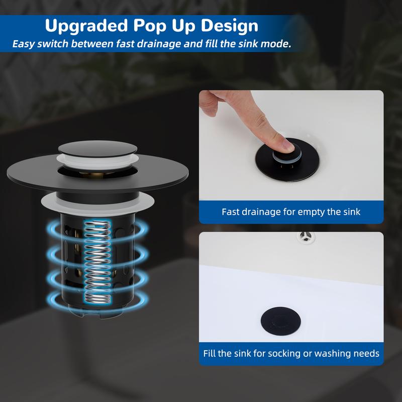 Upgraded 3-in-1 Bathroom Sink Drain Strainer Bathroom Accessories Set