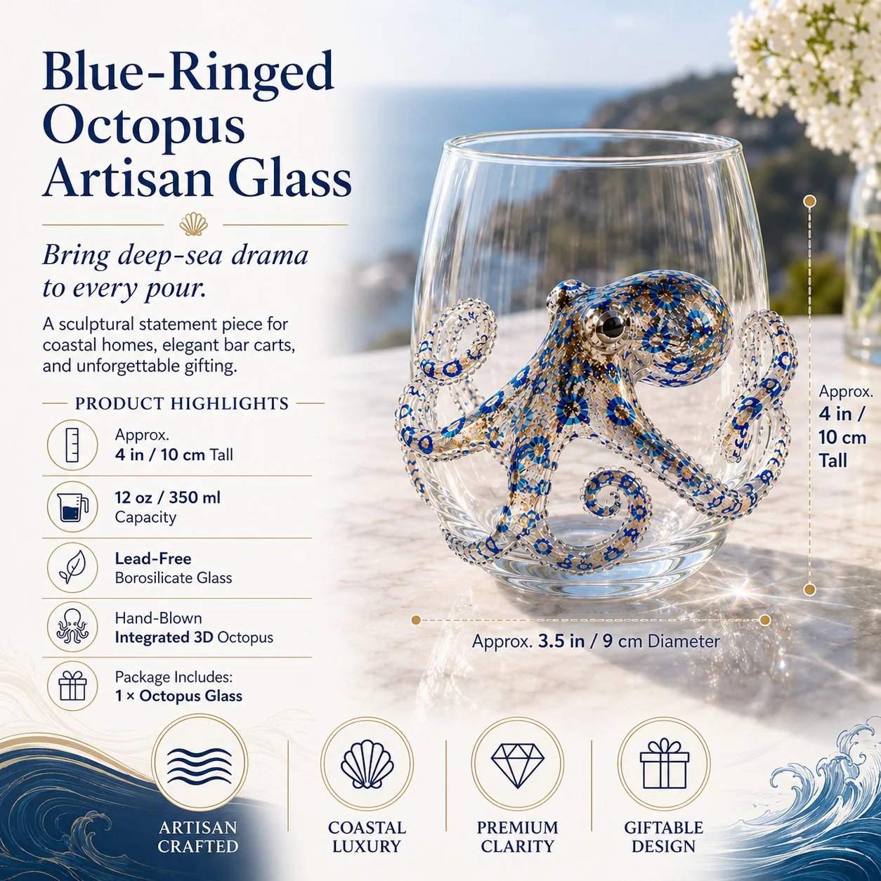 🐙 Last Day 50% OFF🎁 | Bring the Ocean to Every Sip with Stunning 3D Artisan Glassware 🌊