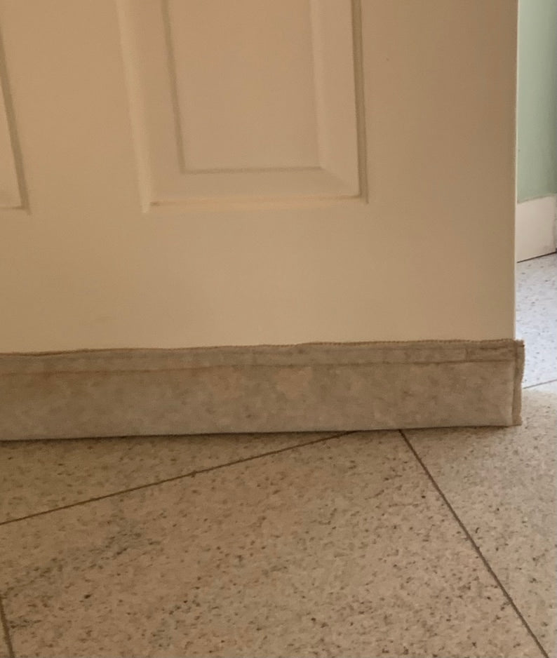 Door Draft Stopper made of Felt fabric with 4 magnets or 4 Adhesive strips; Stay put door draft Ready to use; 36" x 4" or custom made