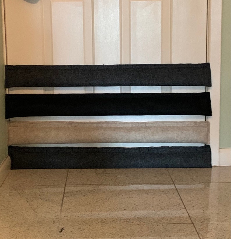 Door Draft Stopper made of Felt fabric with 4 magnets or 4 Adhesive strips; Stay put door draft Ready to use; 36" x 4" or custom made