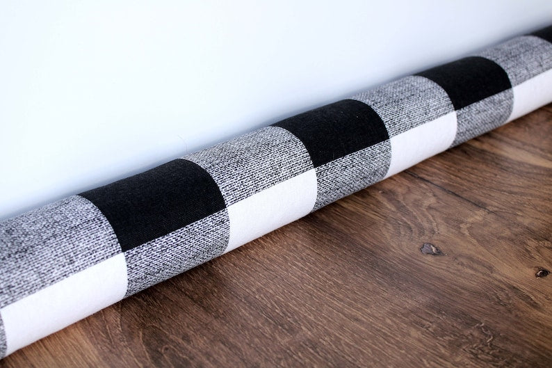 Farmhouse  Buffalo Plaid  Door Draft Stopper. Colors : Black & White. Choose Your Length ( 28”L up to 42”L) Various Colors  *****UNFILLED
